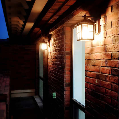 Antique Lantern Shaped Glass Waterproof Black Modern Wall Sconce Lighting-Lighom