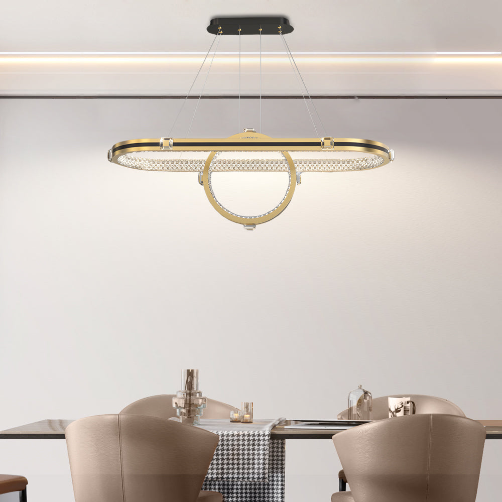 Long Oval Ring Dimmable LED Modern Dining Chandelier