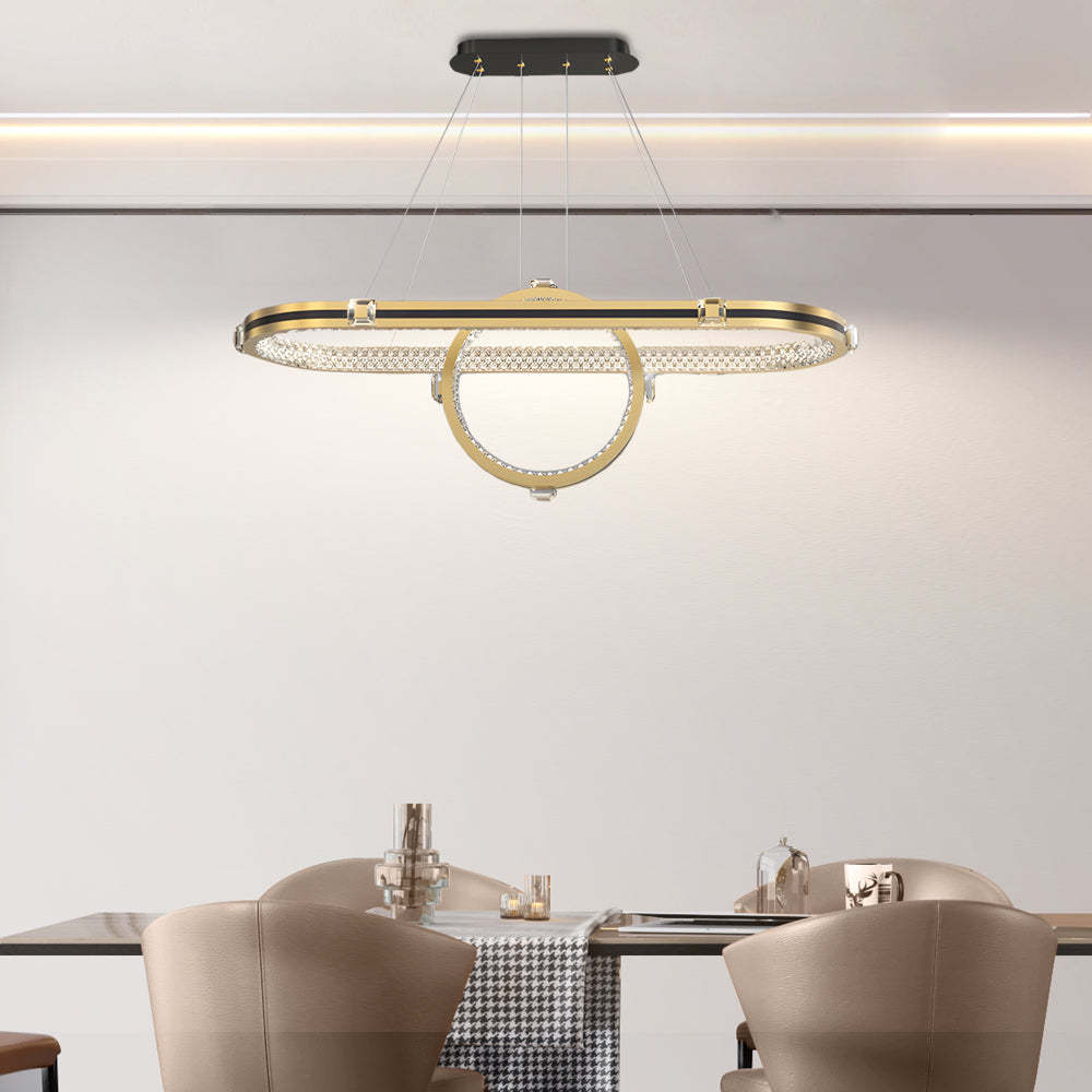 Long Oval Ring Dimmable LED Modern Dining Chandelier