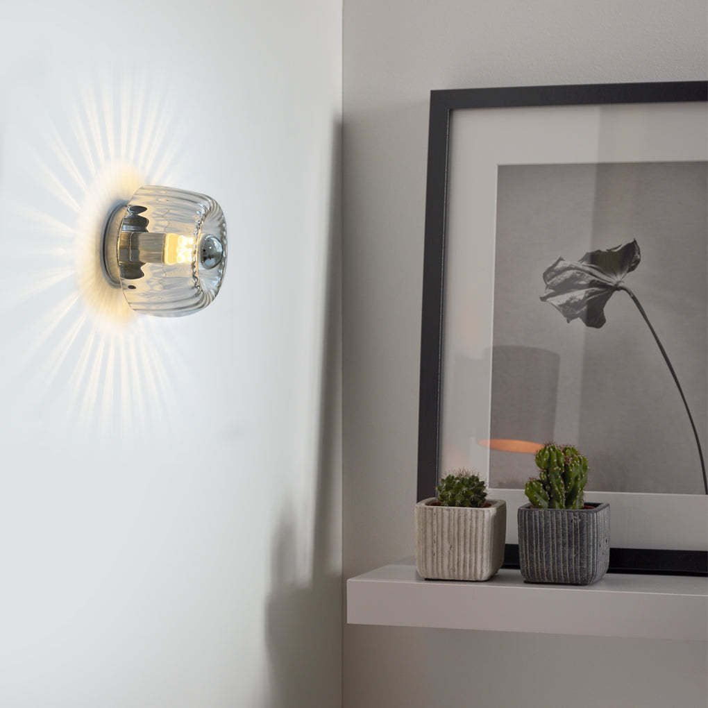 Round Art Jellyfish Glass Modern Wall Light