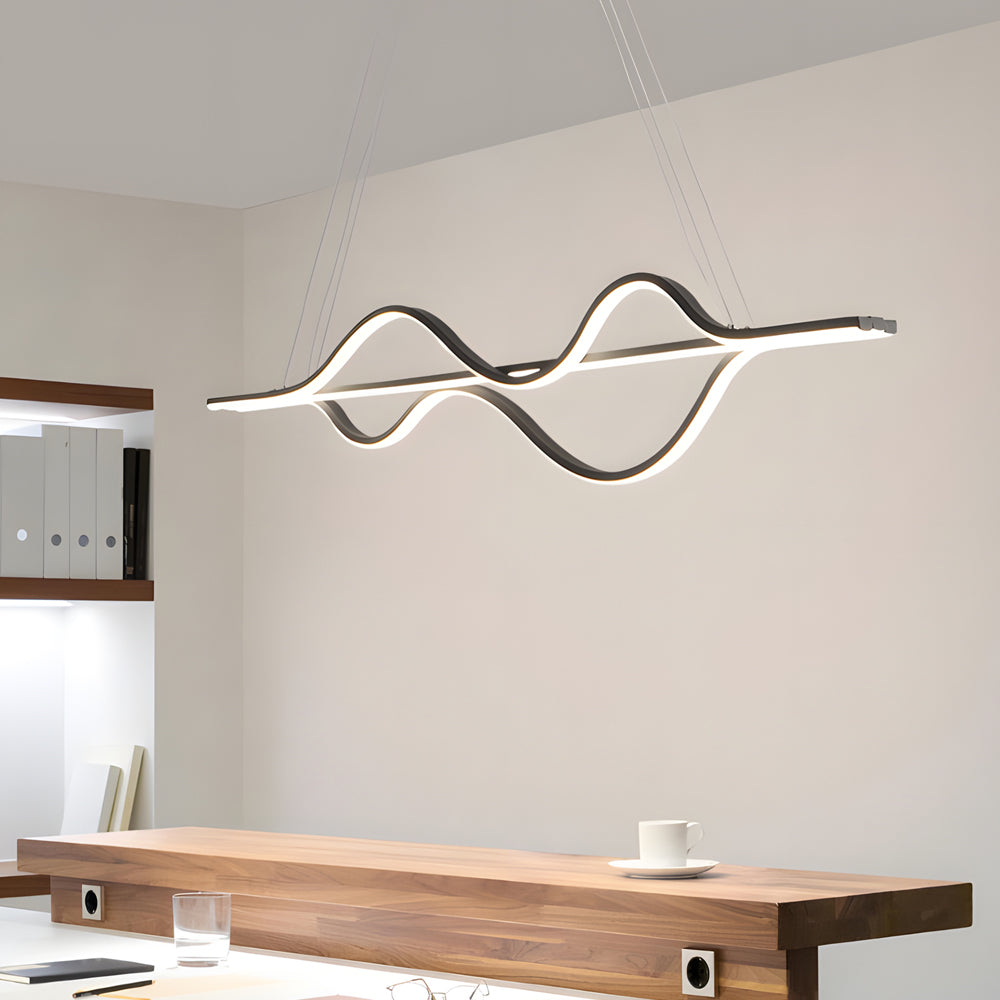 Modern wave sleek synthetic pendant lighting — White