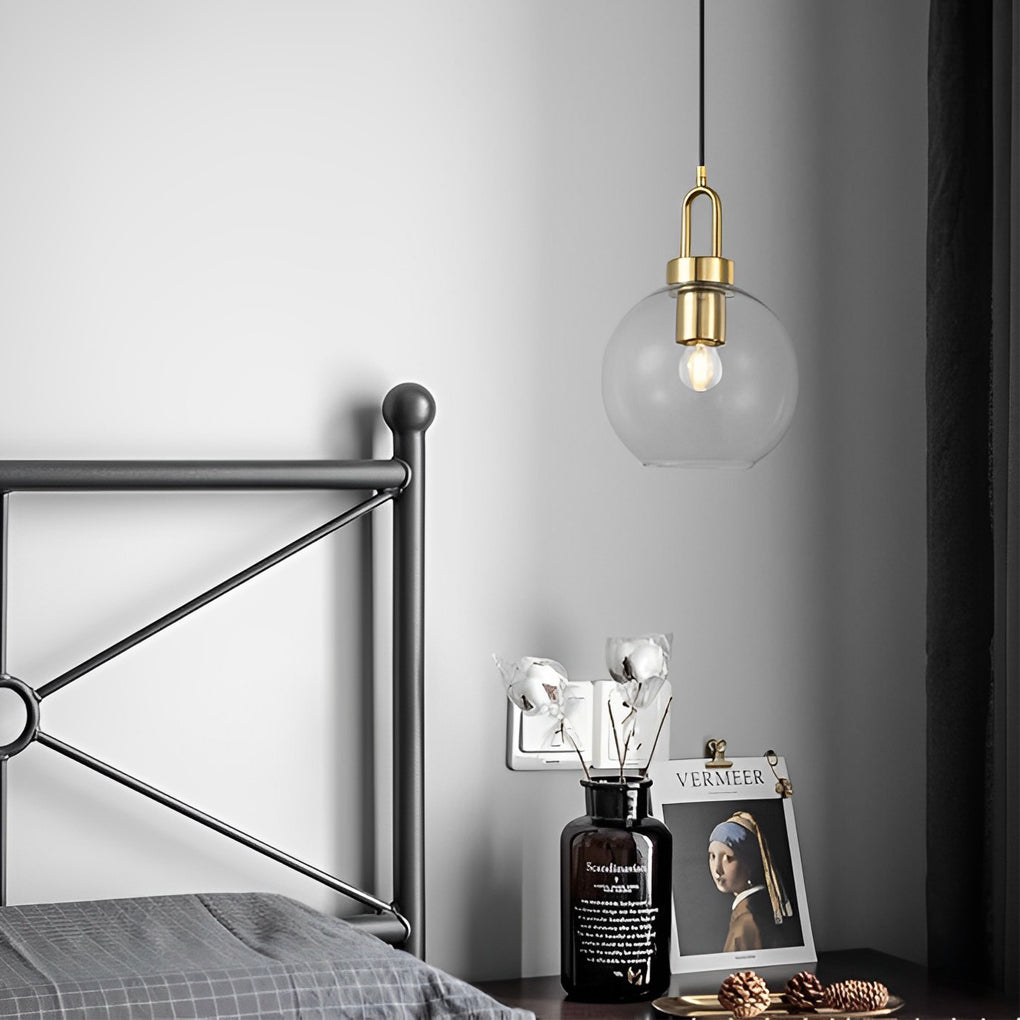 Semi Globe Glass Electroplated Metal LED Industrial Style Pendant Lighting-Lighom