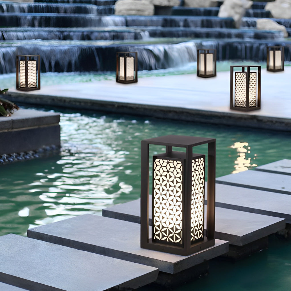 Modern galvanized landscape lighting in metal — 9.8" W x 9.8" D x 23.6" H