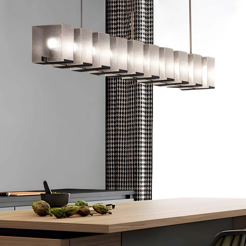 Long Glass LED Post-Modern Dining Chandelier