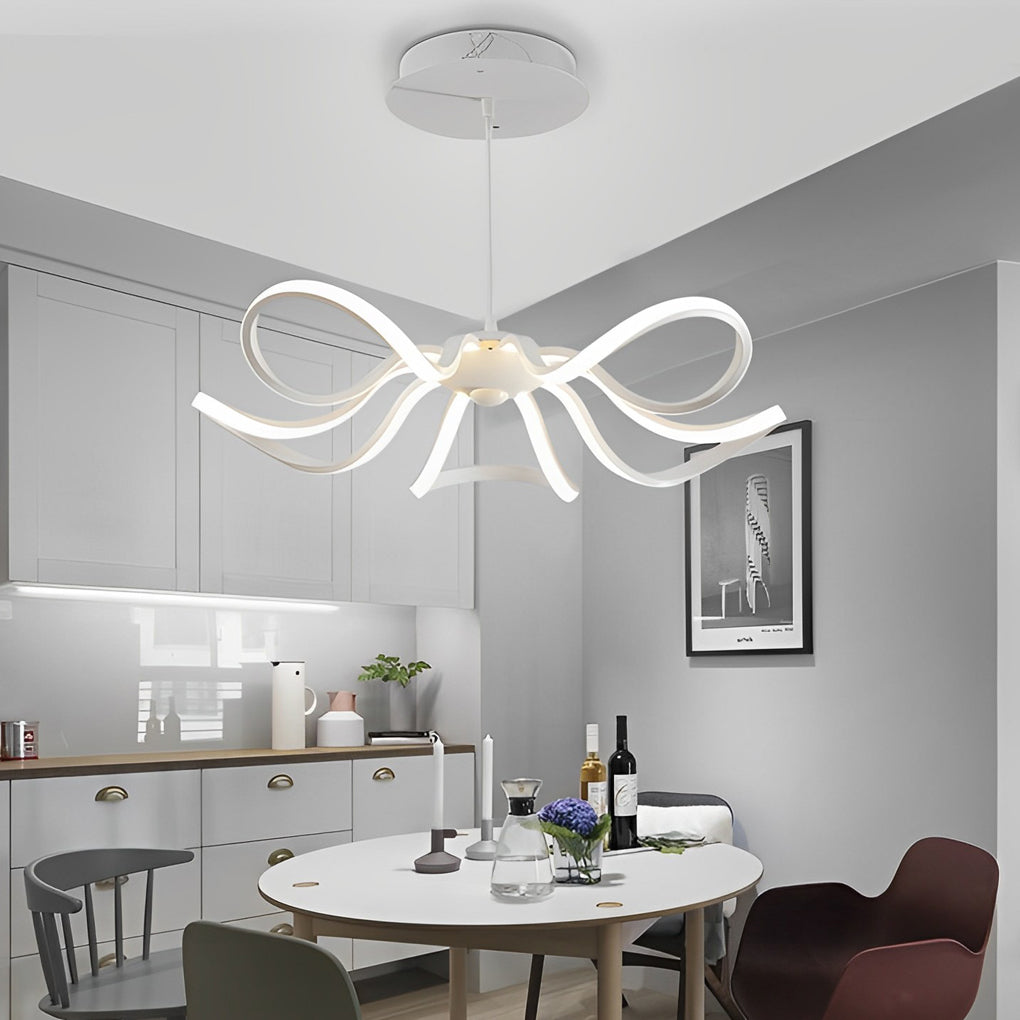 Modern curved flower white chandeliers — Petals / Warm White (3000K)