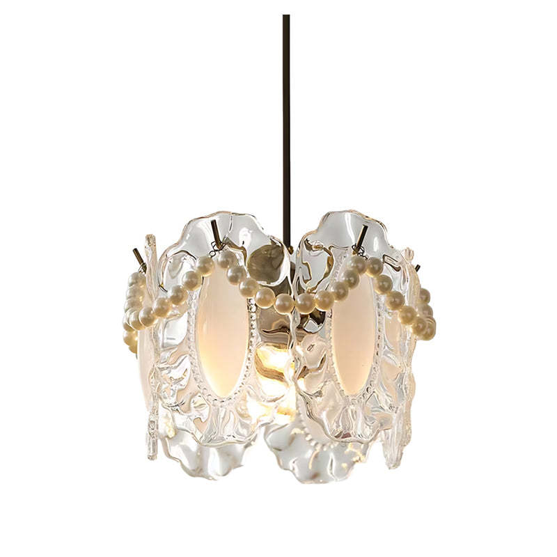 Glass Feathers Seashells Three Step Dimming French Style Chandelier-Lighom