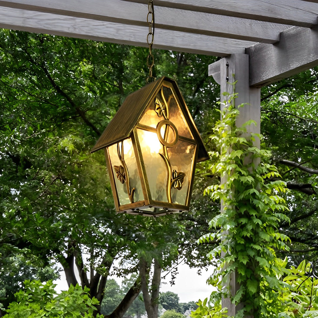 Creative Cabin Glass Waterproof American Style Outdoor Chandelier Lamp-Lighom