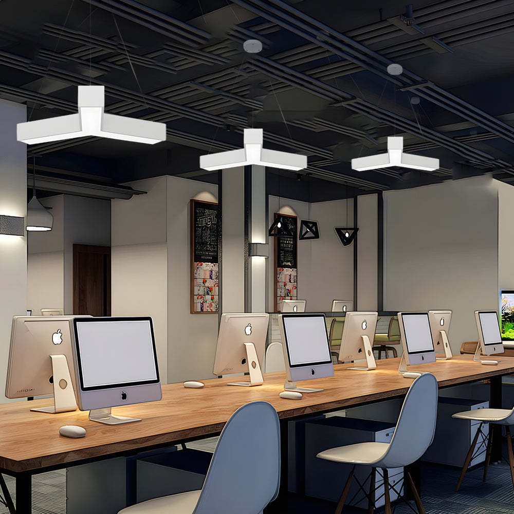 Modern Seamless Y-Shaped Linear LED 4-Piece Office Pendant