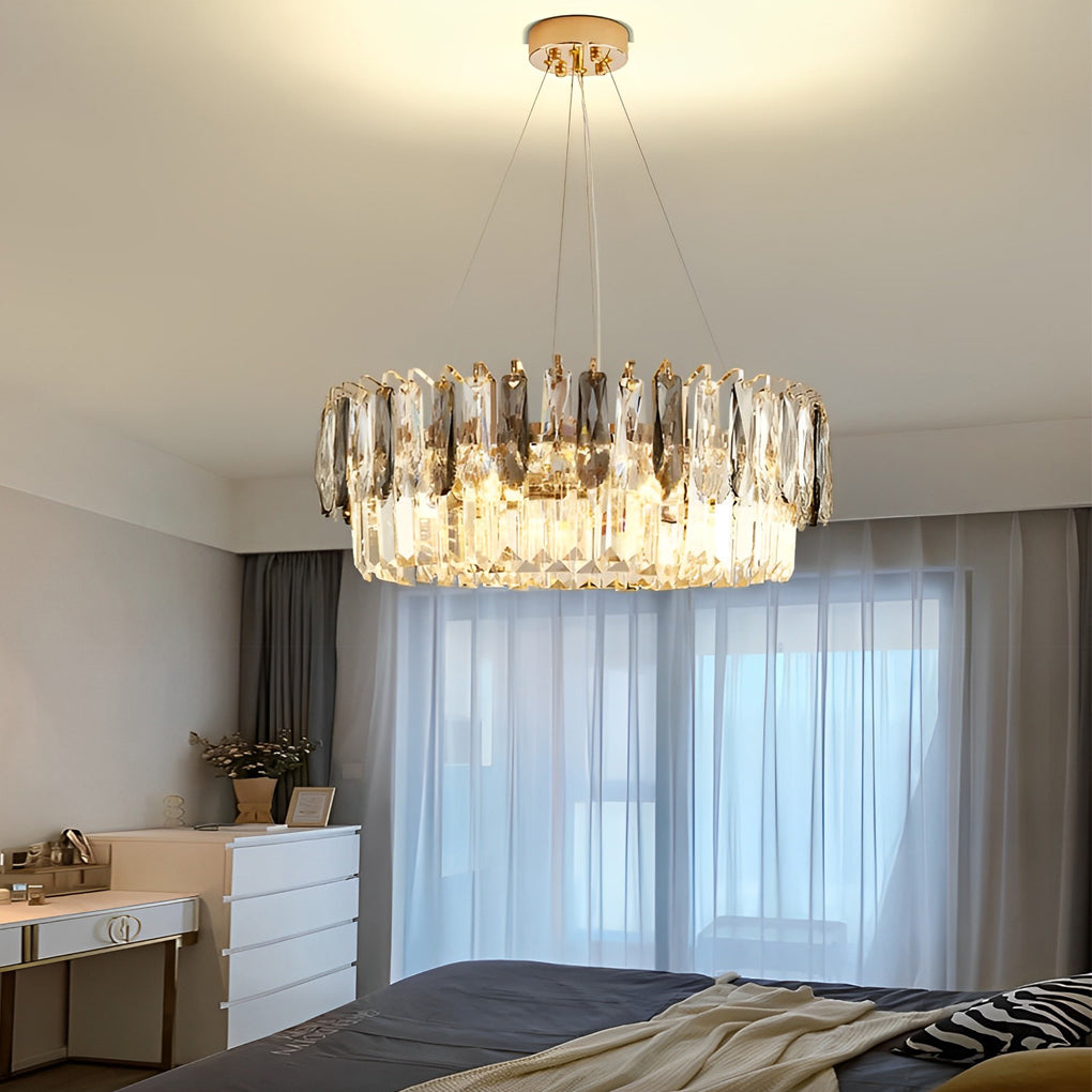Double Layer Plated Crystal Gold Modern Chandelier