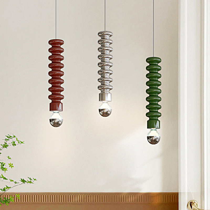Long Spiral Gourd Metal Semi-Plated Modern Pendant Light