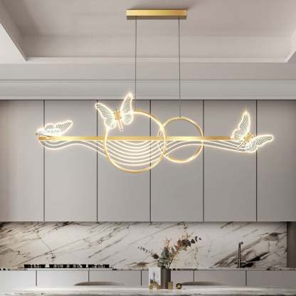 Nordic Butterfly Round Linear Island LED Chandelier