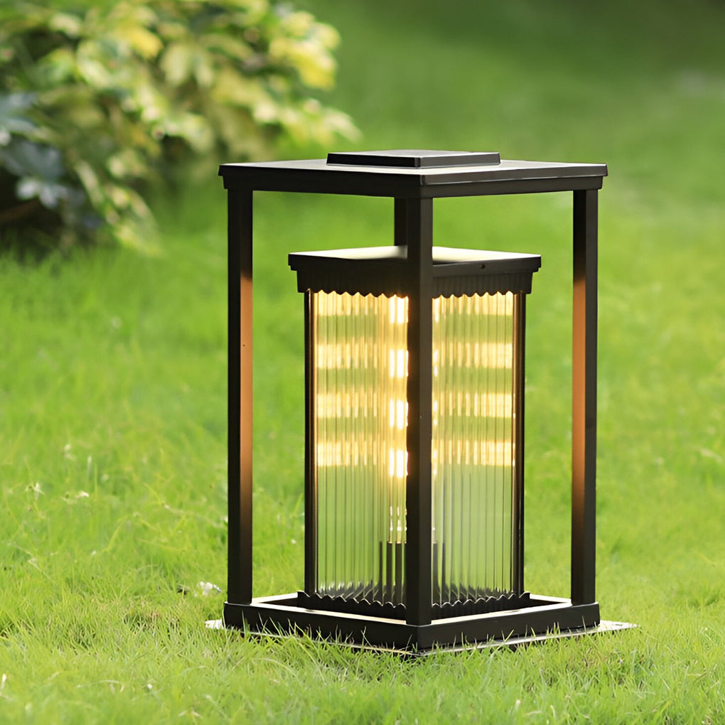 Square Waterproof Intelligent Light Control Black Solar Lawn Lights-Lighom