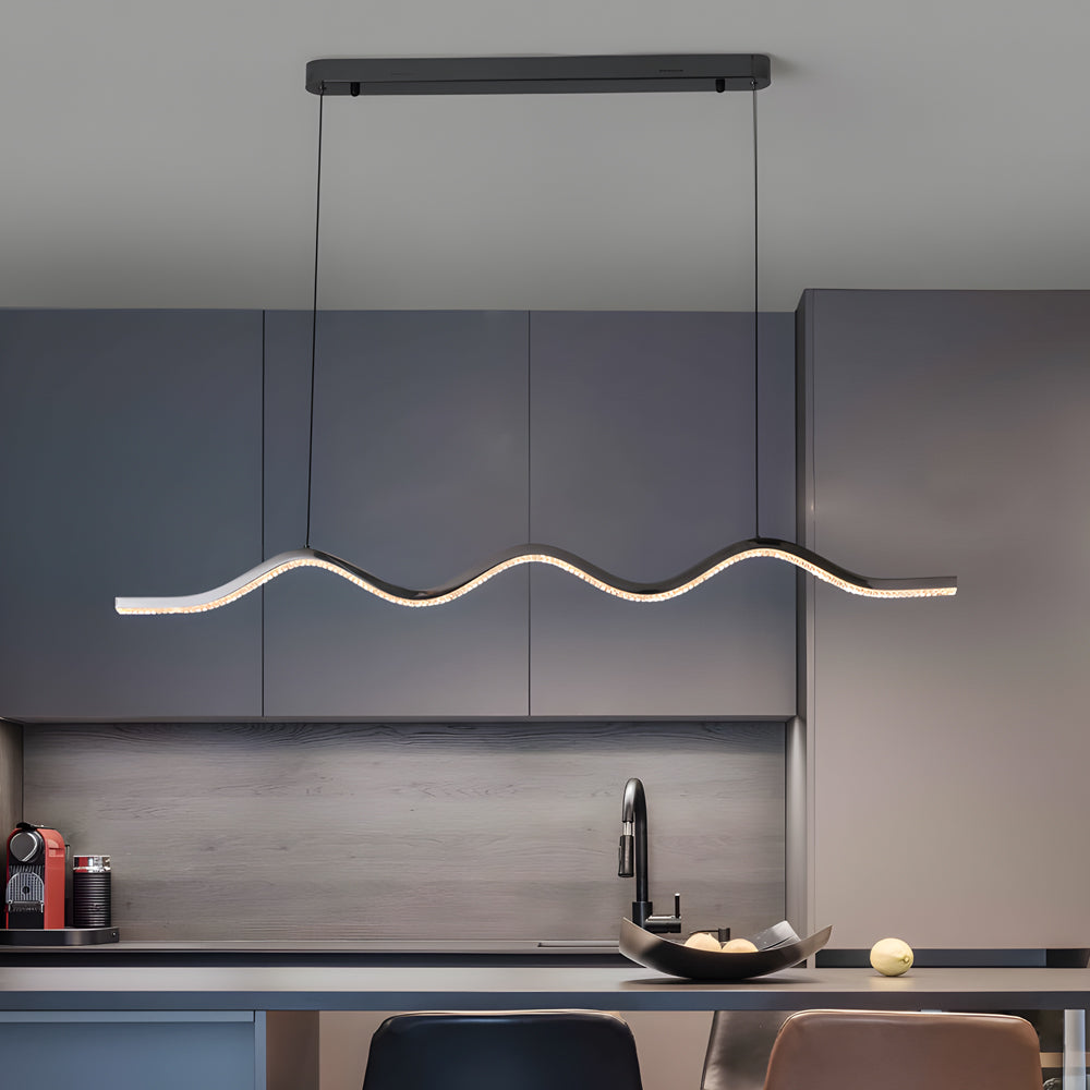 Black Wave Linear LED Pendant
