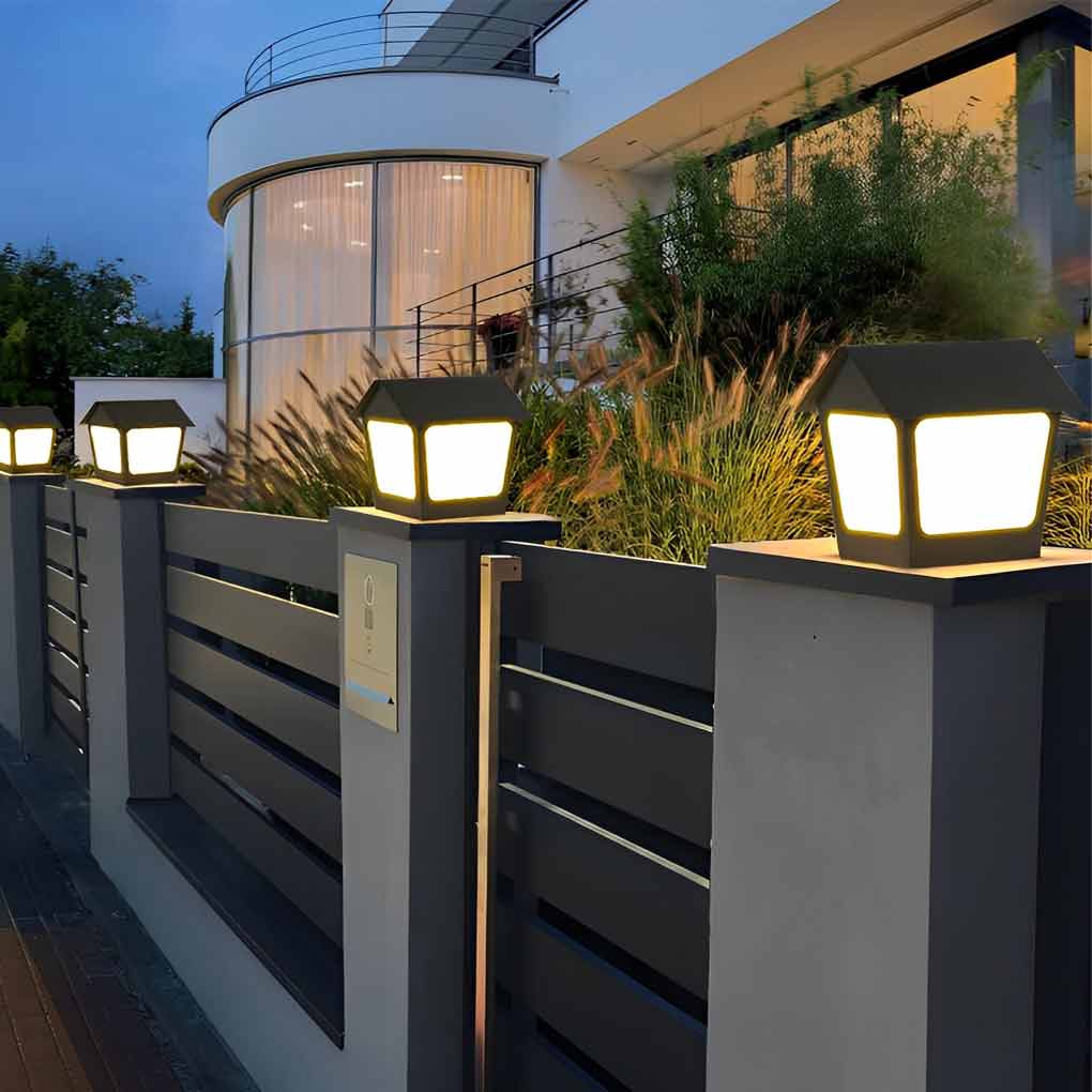 Fence cottage-shaped synthetic outdoor post lights for outdoor space — 7.9" / Hardwired