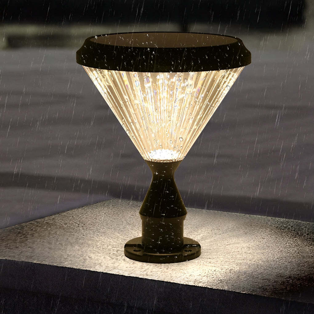 Round Waterproof Light Control LED Black Modern Solar Outdoor Lights-Lighom