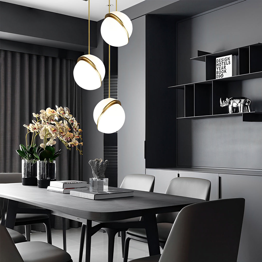 Round Iron Acrylic White Nordic Pendant
