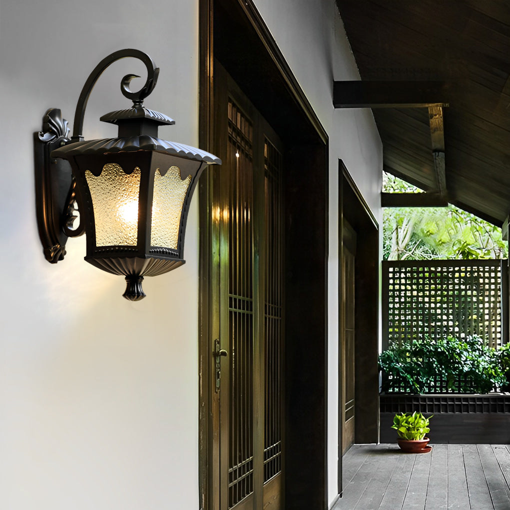 Creative Retro Glass Lantern Waterproof LED European-style Wall Lamp-Lighom