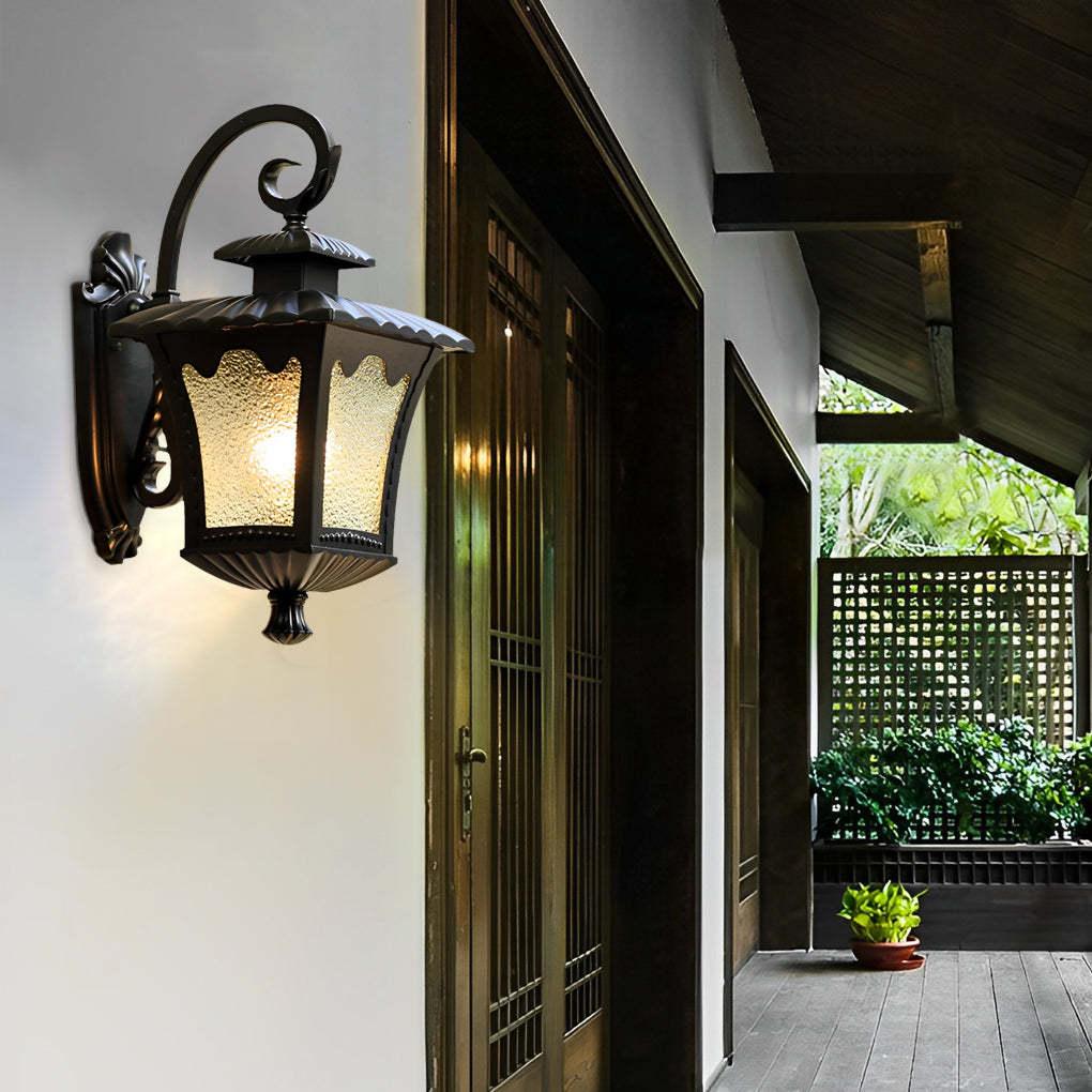 Creative Retro Glass Lantern Waterproof LED European-style Wall Lamp-Lighom