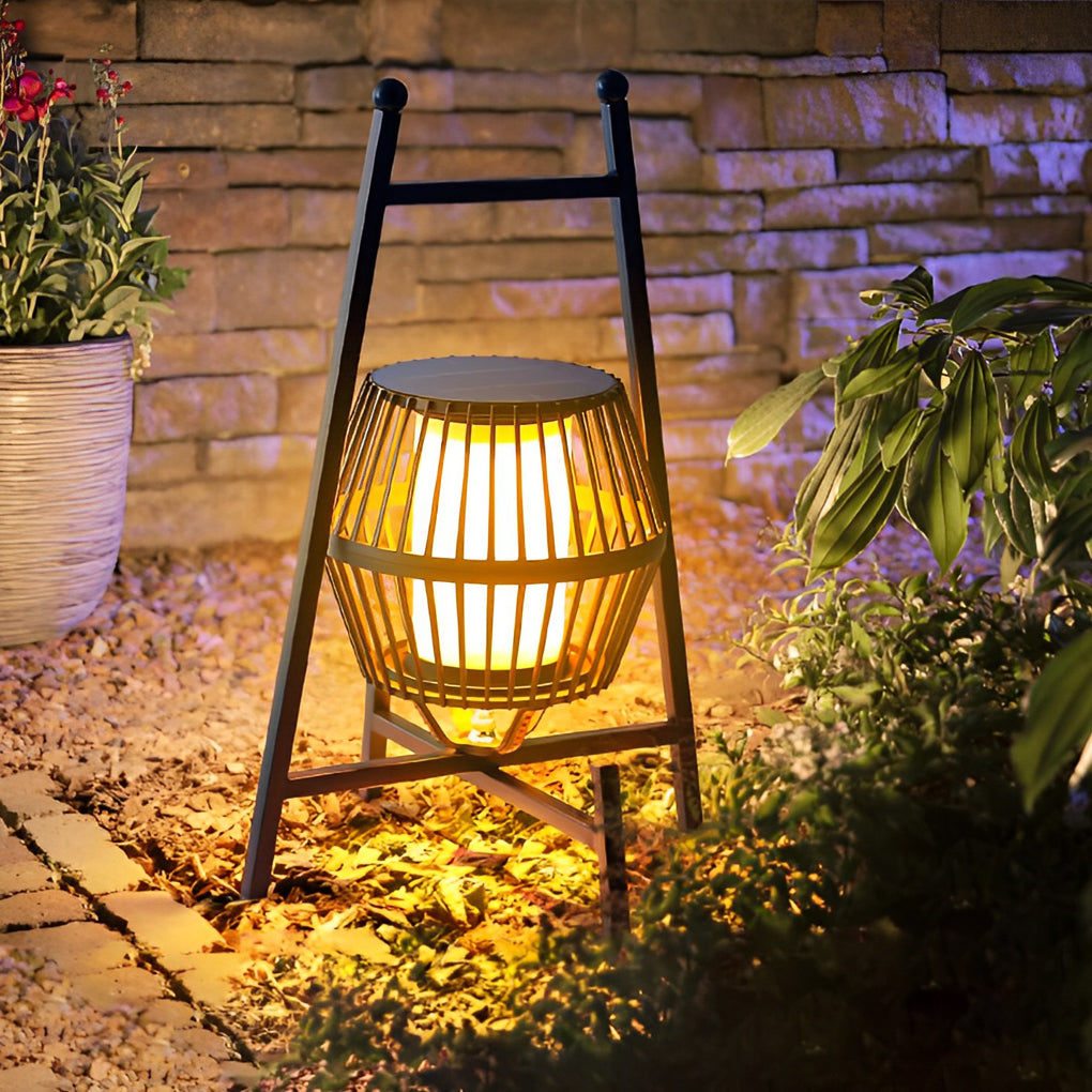 Portable Dimmable Black Modern Smart Solar Outdoor Lantern