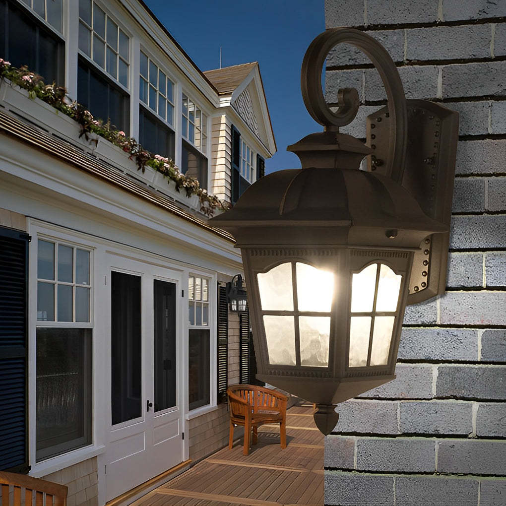 Waterproof Retro Elegant LED Glass European Style Outdoor Wall Lights-Lighom