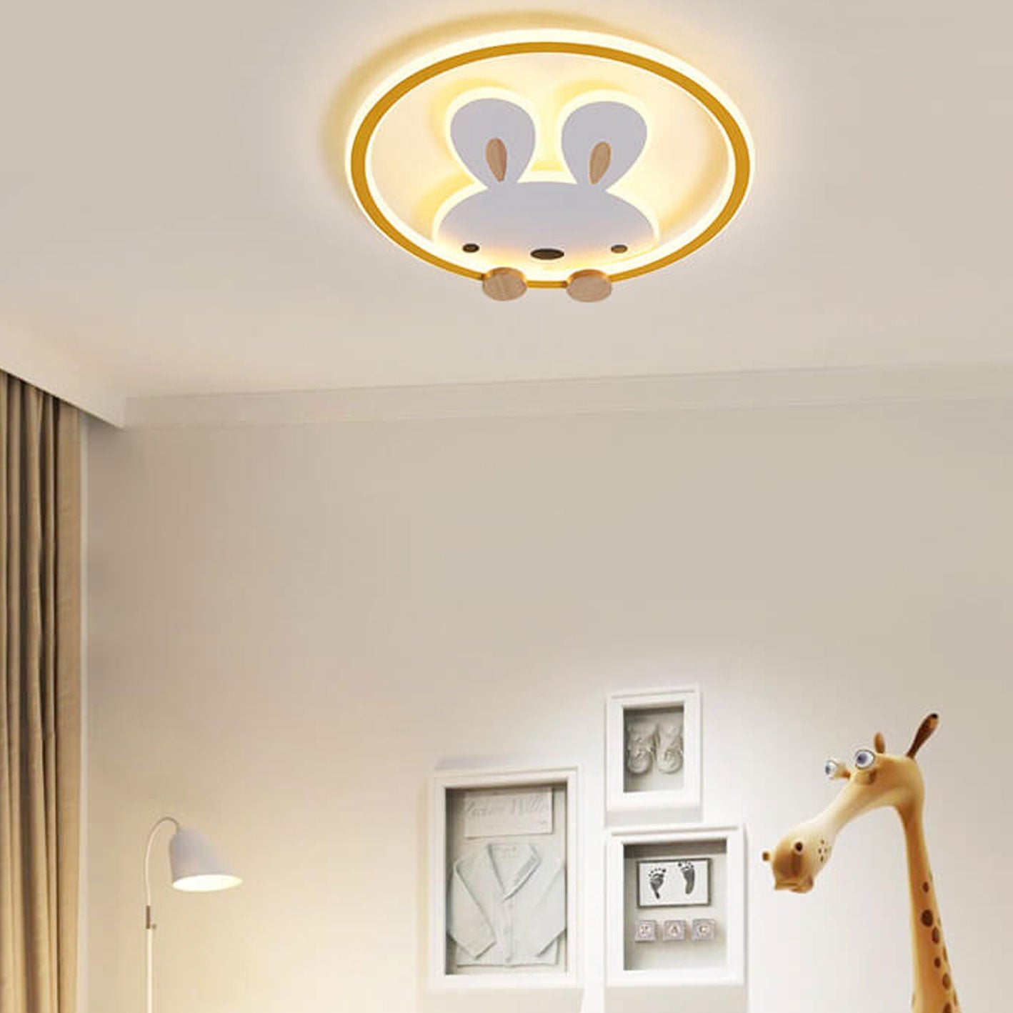 Modern Cartoon Rabbit LED Flush Mount Light
