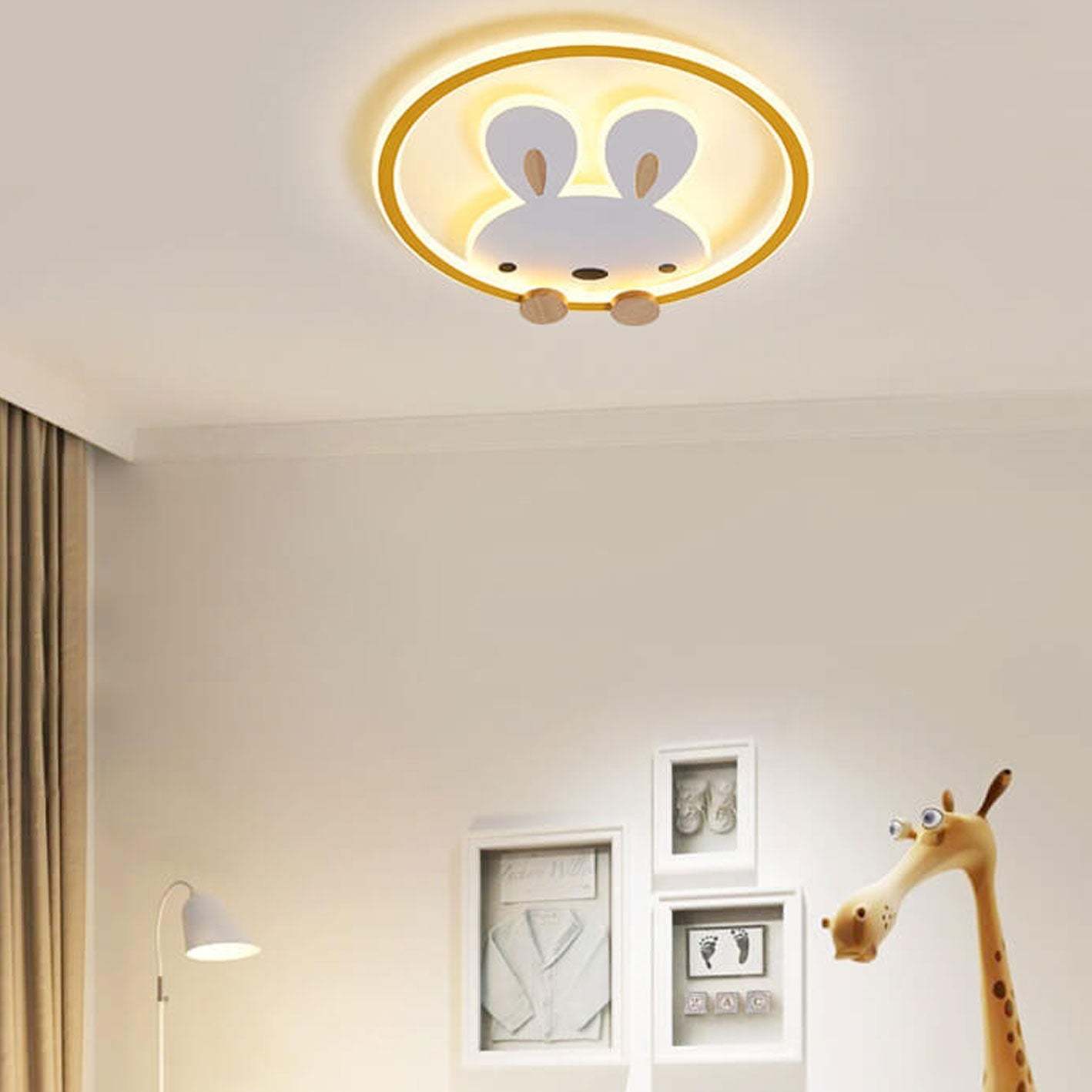 Modern Cartoon Rabbit LED Flush Mount Light