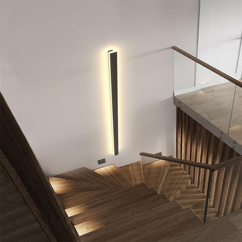 Black Long Strip Sconce Light Wall Lights Outdoor LED Lighting-Lighom
