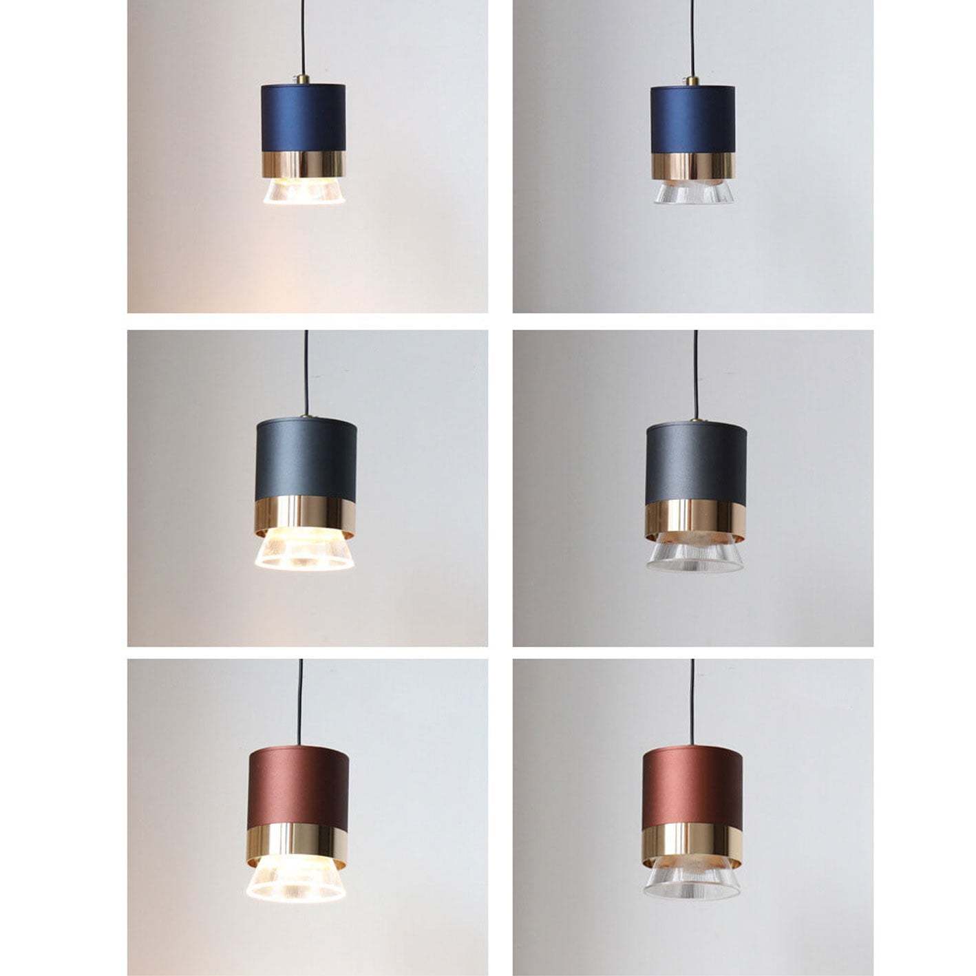 Nordic Cylindrical Aluminum Acrylic LED Pendant Light — Red / Warm Light (3000K) / 220V-240V For UK/AU