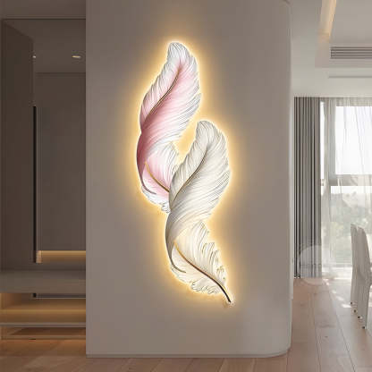 Feather Decorative USB Remote LED Wall Light — White+Blue