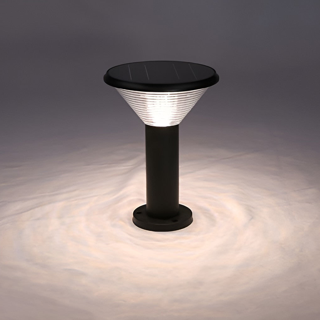 Round Light Control Induction Black Modern Outdoor Solar Pathway Lights-Lighom