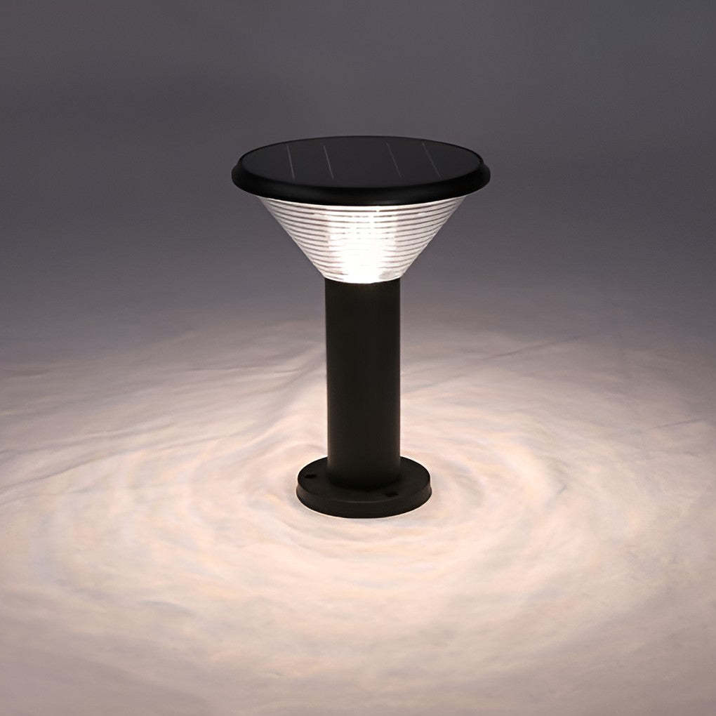 Round Light Control Induction Black Modern Outdoor Solar Pathway Lights-Lighom