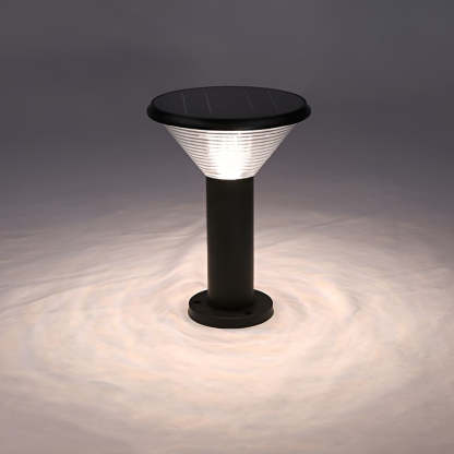 Round Light Control Induction Black Modern Outdoor Solar Pathway Lights-Lighom