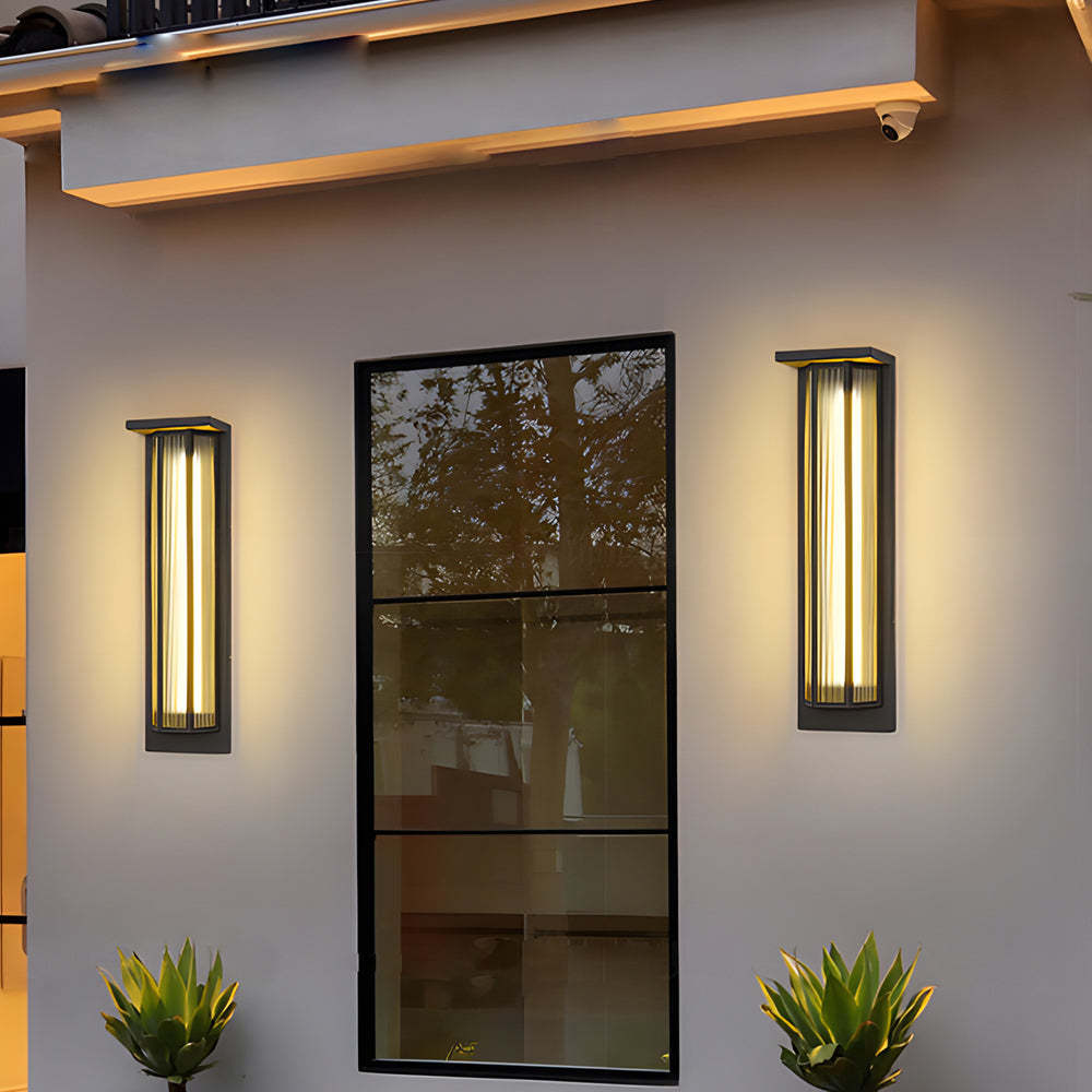 Black Rectangular Transparent Acrylic LED Outdoor Wall Lights-Lighom