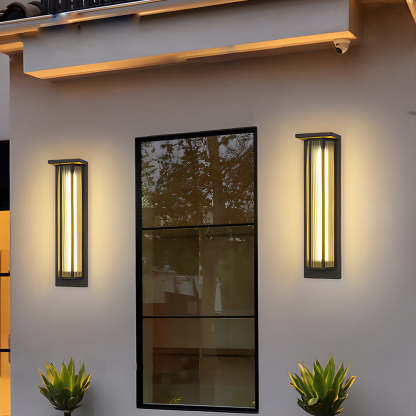 Black Rectangular Transparent Acrylic LED Outdoor Wall Lights-Lighom