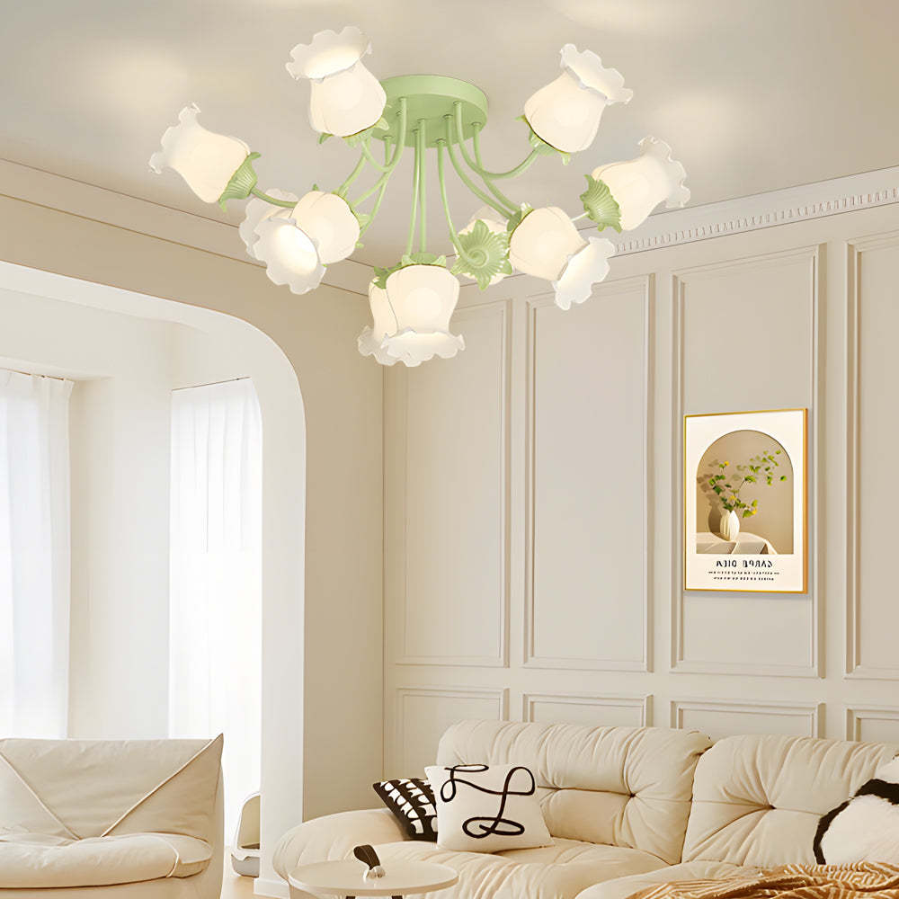 White Flower Dimmable Modern Ceiling Light - Green