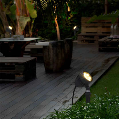Adjustable Round LED COB Waterproof Black Modern Outdoor Spotlights-Lighom