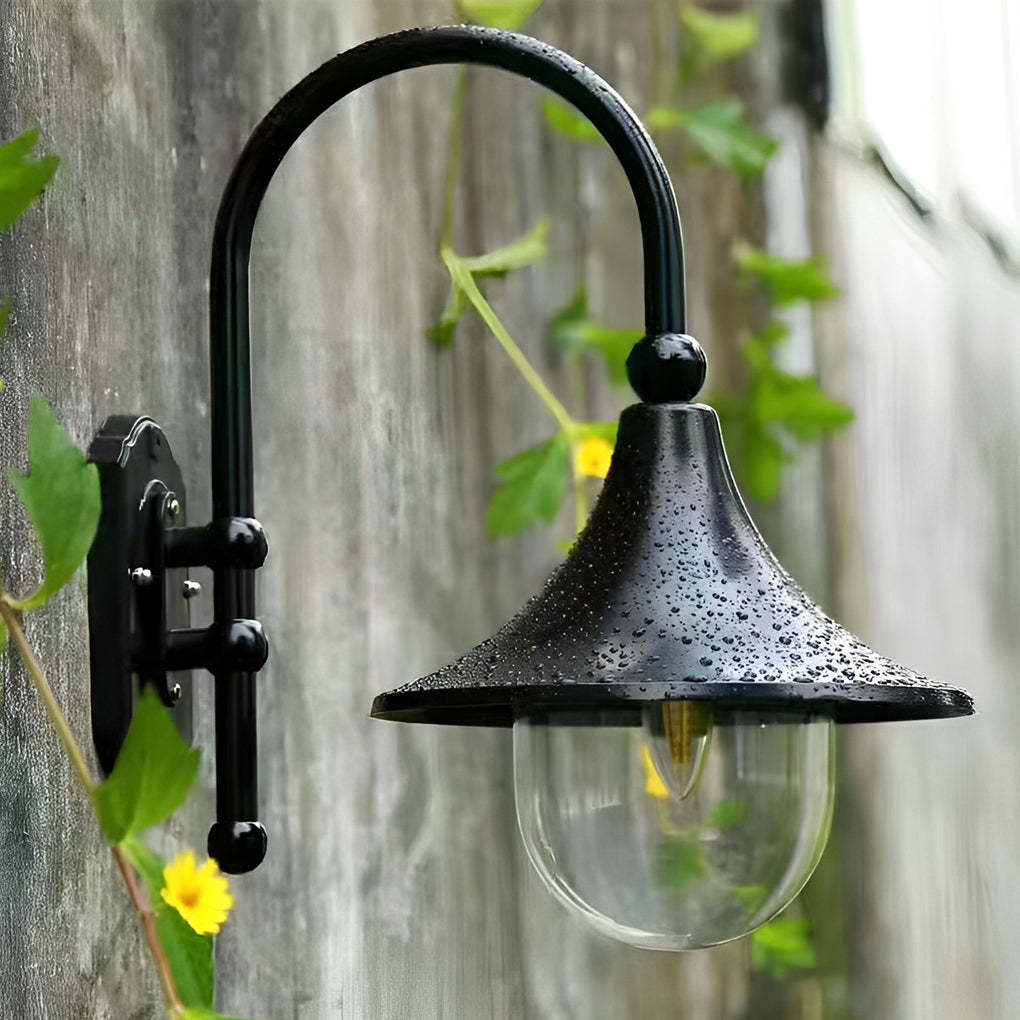 Creative Trumpet Shaped Waterproof LED Black Vintage Outdoor Wall Lamp-Lighom