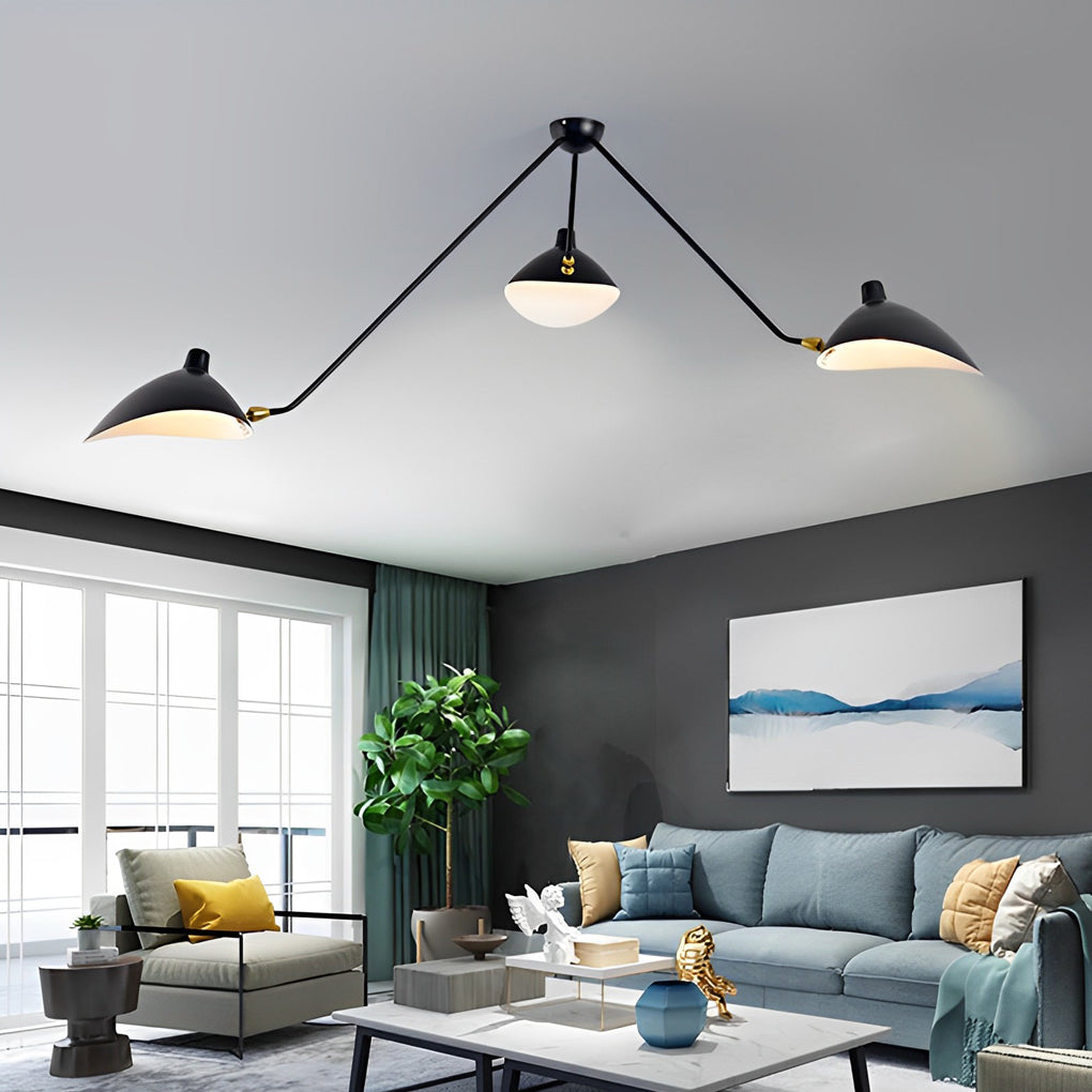 Rotatable 3-Light Duckbill Black Modern Ceiling Fixture