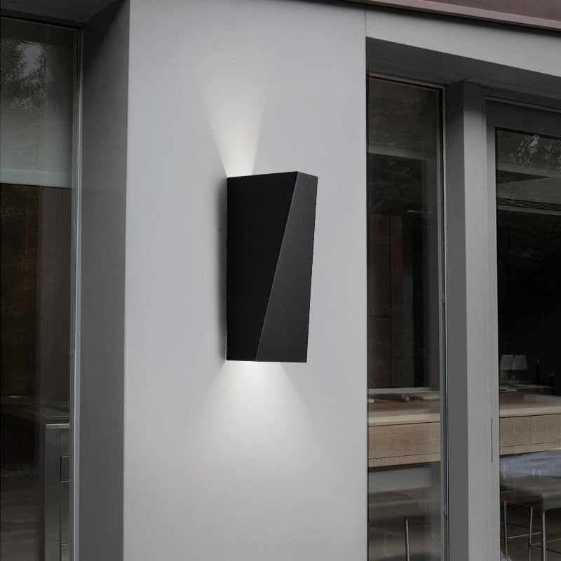Lighom up-down geometric metal wall sconces for outdoor space — Cool White (6000K) / White