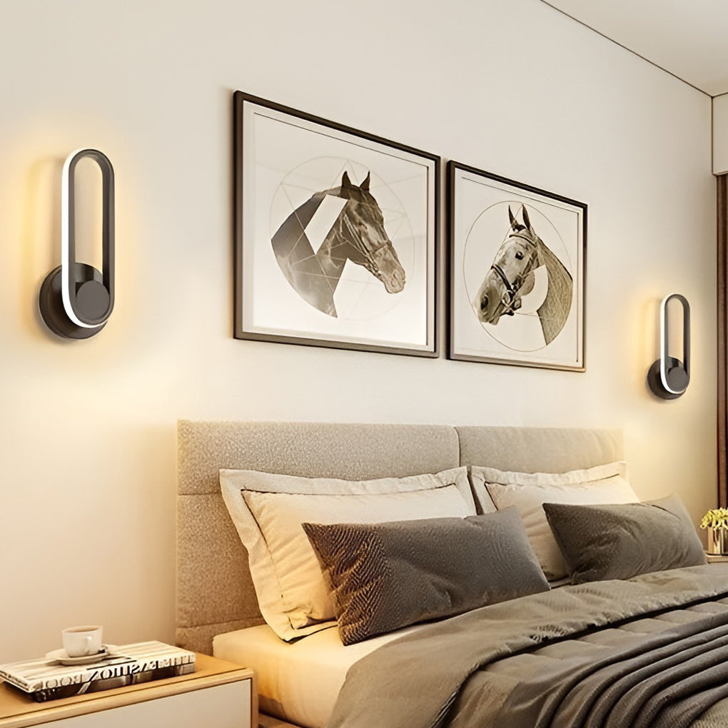 Black synthetic 330 rounded wall sconces - modern — Cool White (6000K) / White