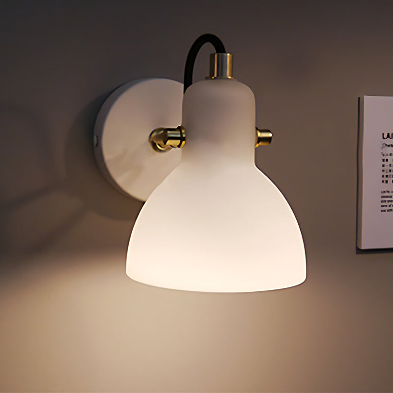 Creative 235° Rotatable White Glass Shade Minimalist Nordic Wall Lamp-Lighom