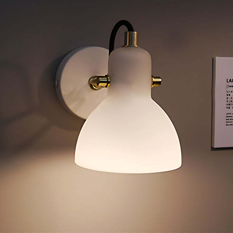 Creative 235° Rotatable White Glass Shade Minimalist Nordic Wall Lamp-Lighom