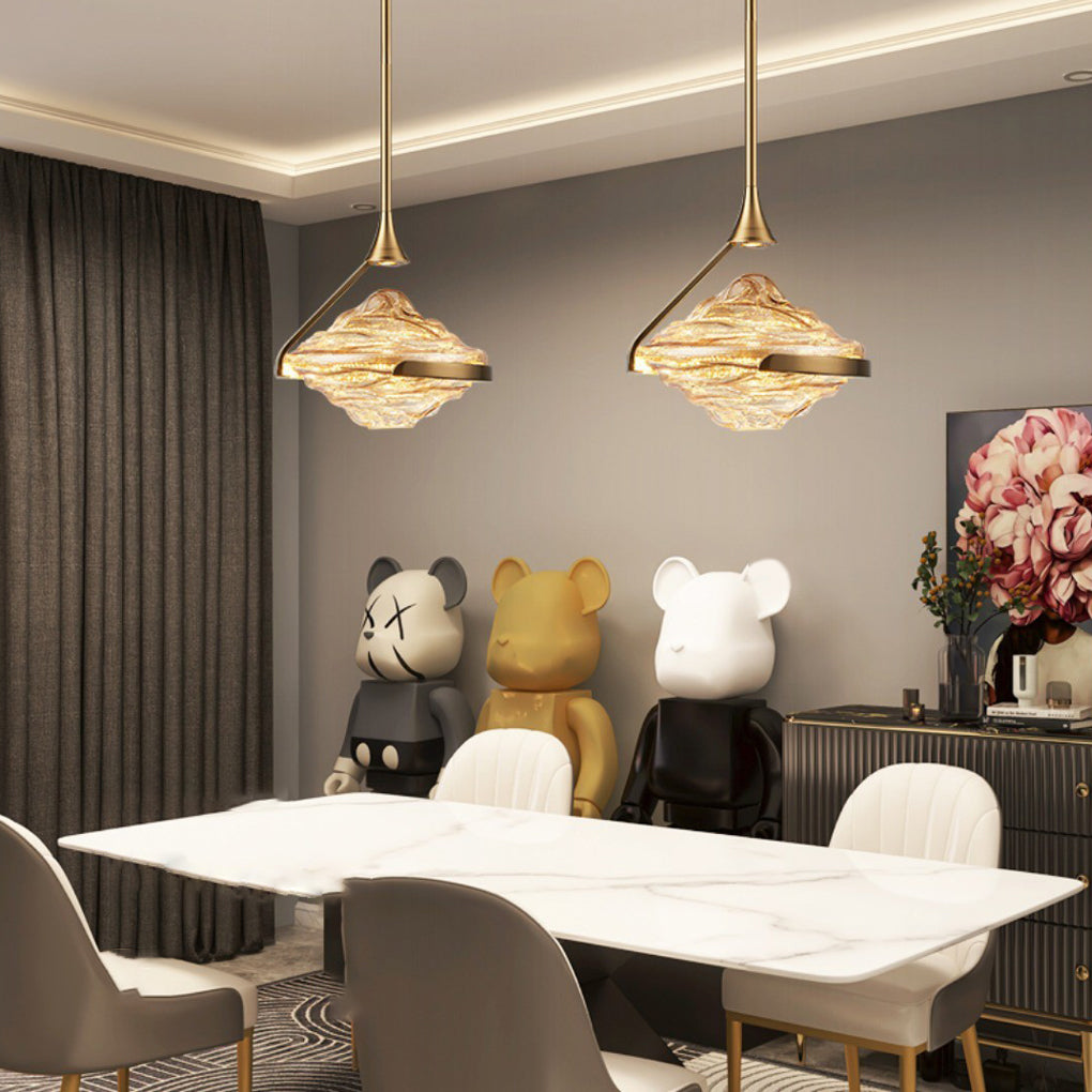Glass UFO Spinning Top LED Modern Bedside Pendant