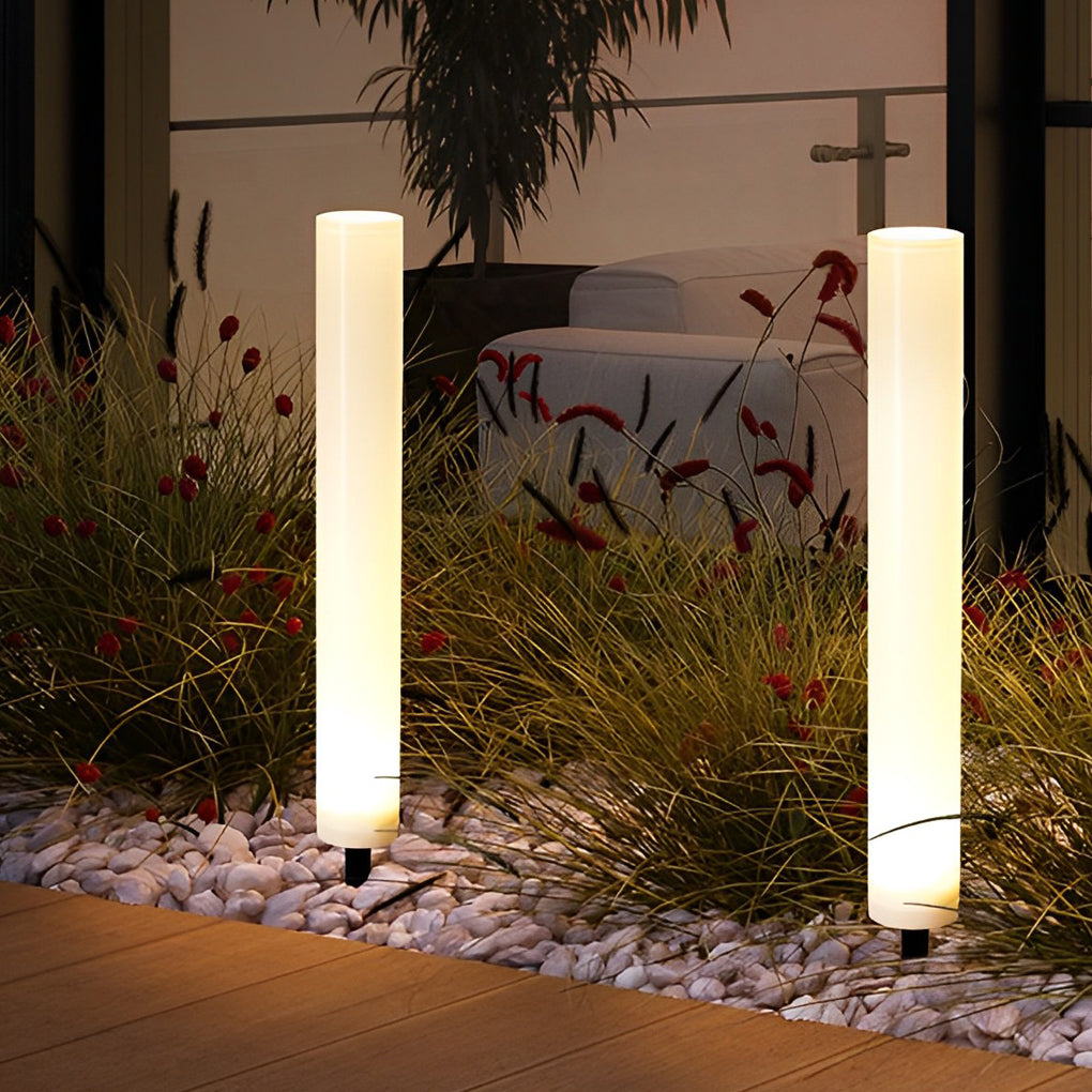 White modern lawn cylindrical landscape lighting — Set of 2