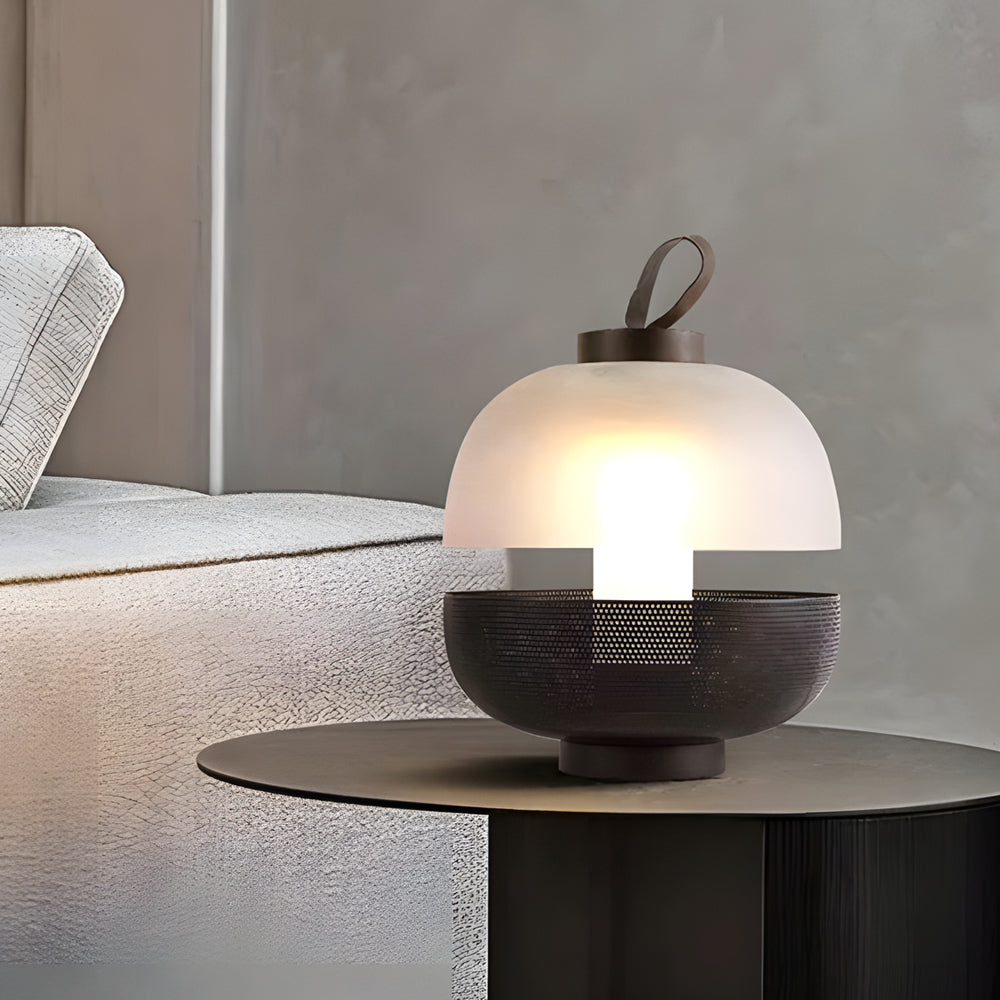 11" Mesh Metal Frosted Glass LED Table Lamp
