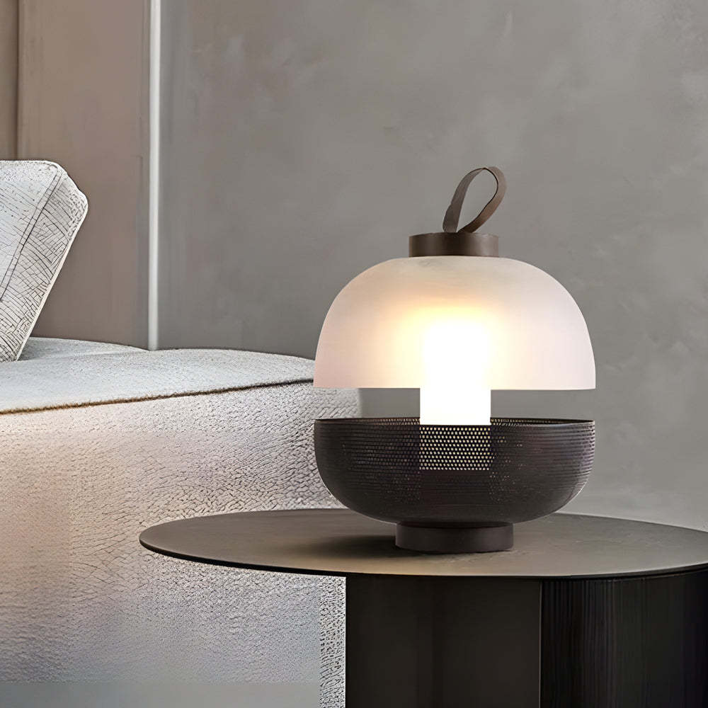 11" Mesh Metal Frosted Glass LED Table Lamp