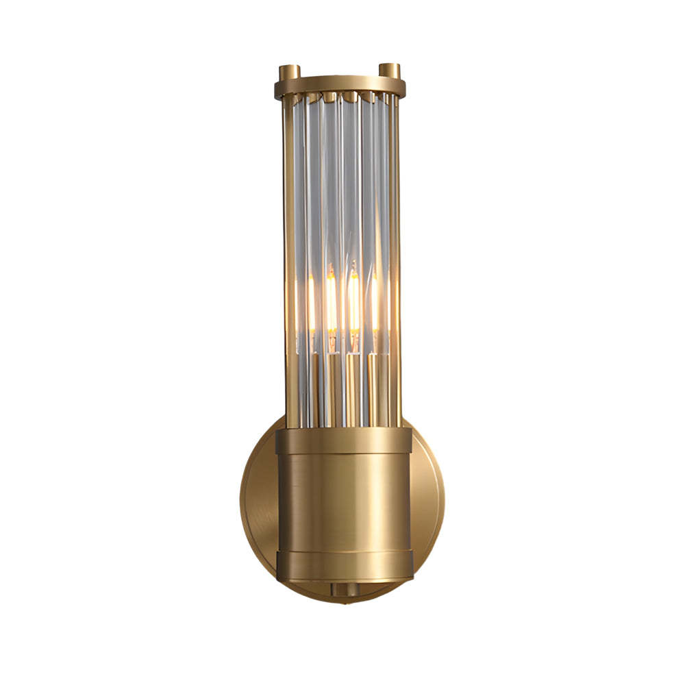 1/2-light Modern Chrome/Gold Wall Sconce with Cylinder Clear Glass Shade-Lighom