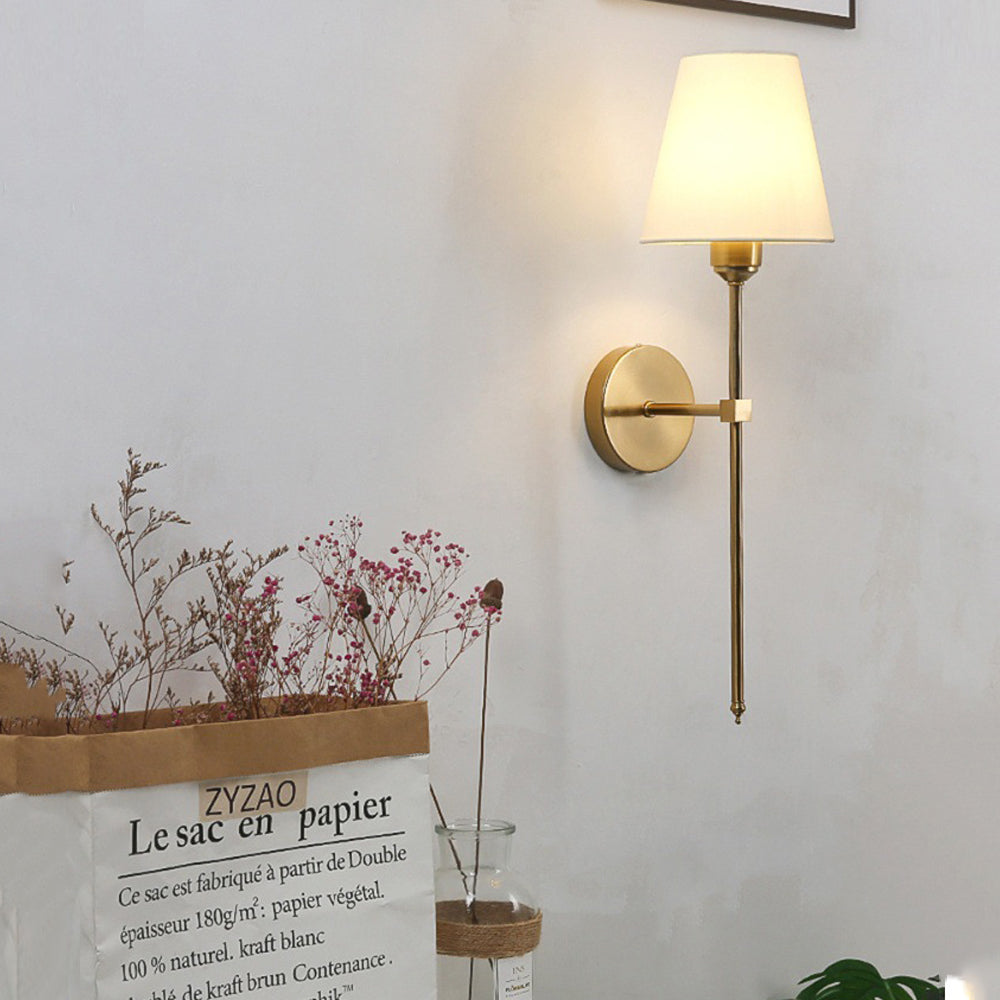 Modern Black Gold Linen Shade Wall Sconce