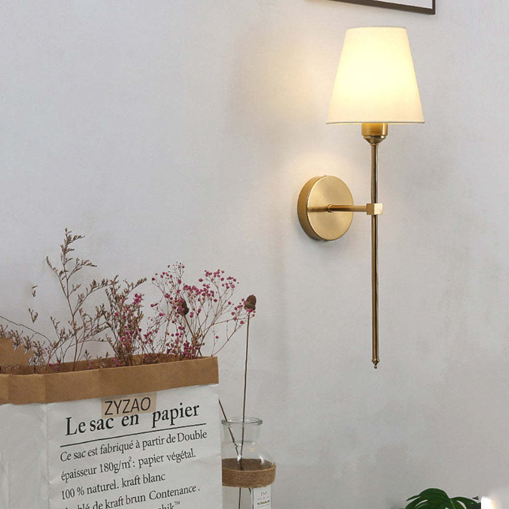 Modern Black Gold Linen Shade Wall Sconce