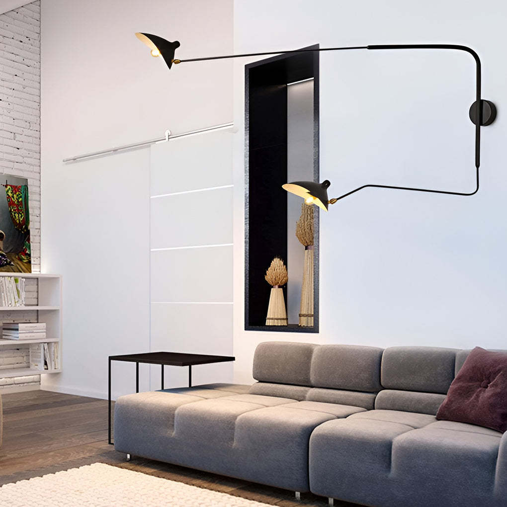 Creative Adjustable Iron Industrial Swing Arm Wall Lamp Wall Sconce Lighting-Lighom